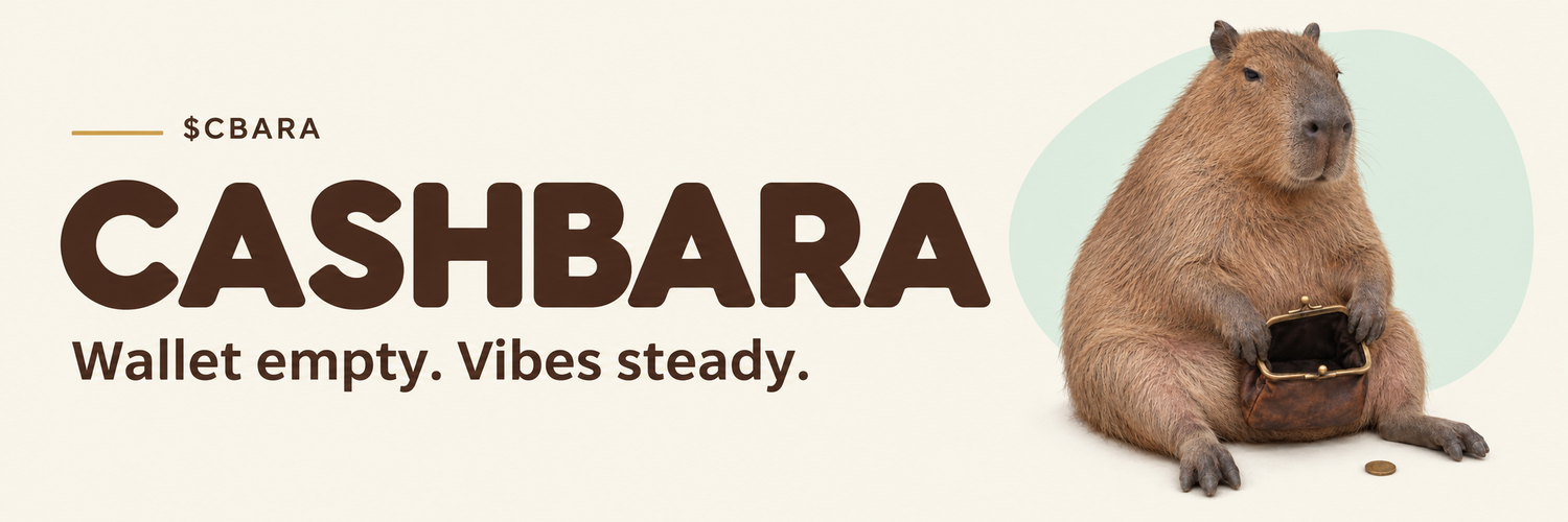 CASHBARA brand banner: Wallet empty. Vibes steady.
